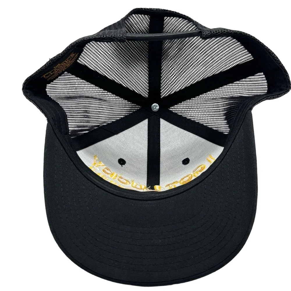I Got Lucky At Uptown Trucker Hat Black Yellow Embroidered Snapback Cap Yupoong